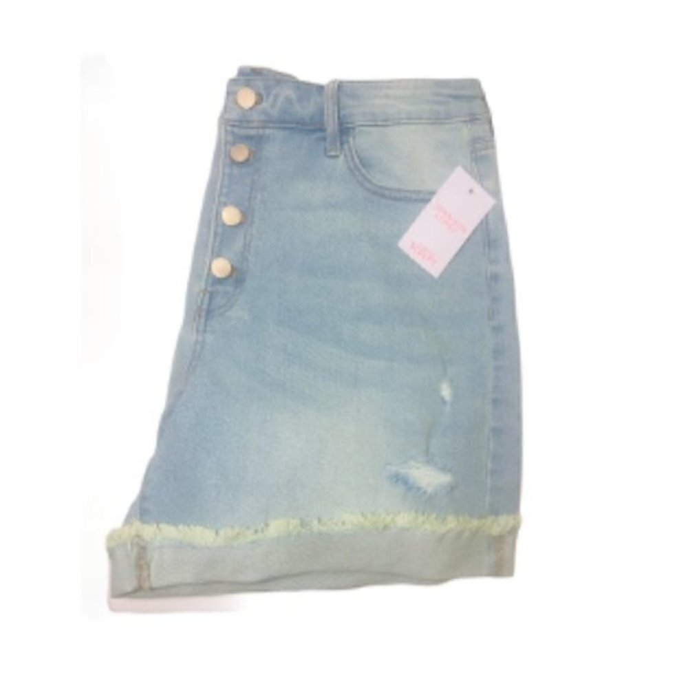 Jennifer Lopez Womens High Rise Light Wash Button Fly Jean Shorts Sz 12 New - Picture 5 of 9